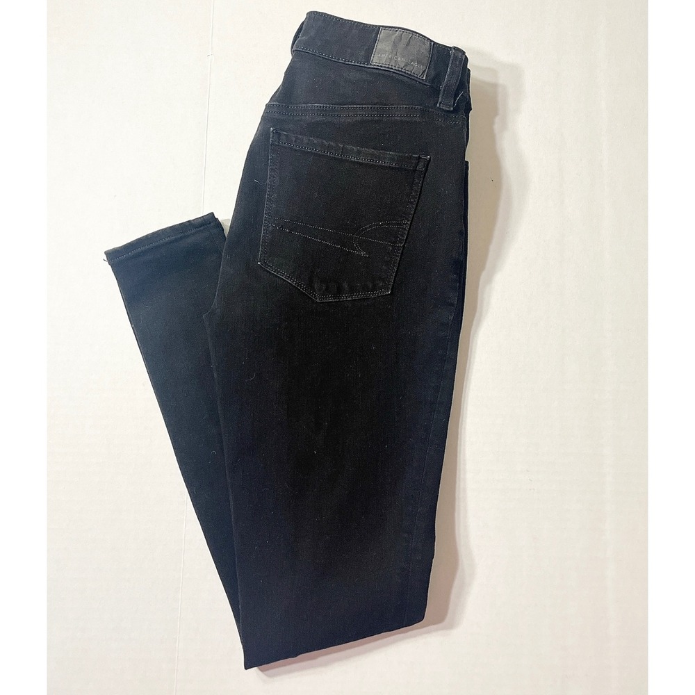 American Eagle Jeans Womens 2 High-Rise Jegging Black Dream Stretch Biker Grunge